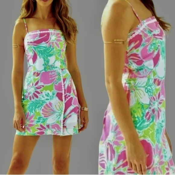 LILLY PULITZER NWOT Jesse spaghetti strap romper/skort with embroidered apiques - Picture 1 of 15